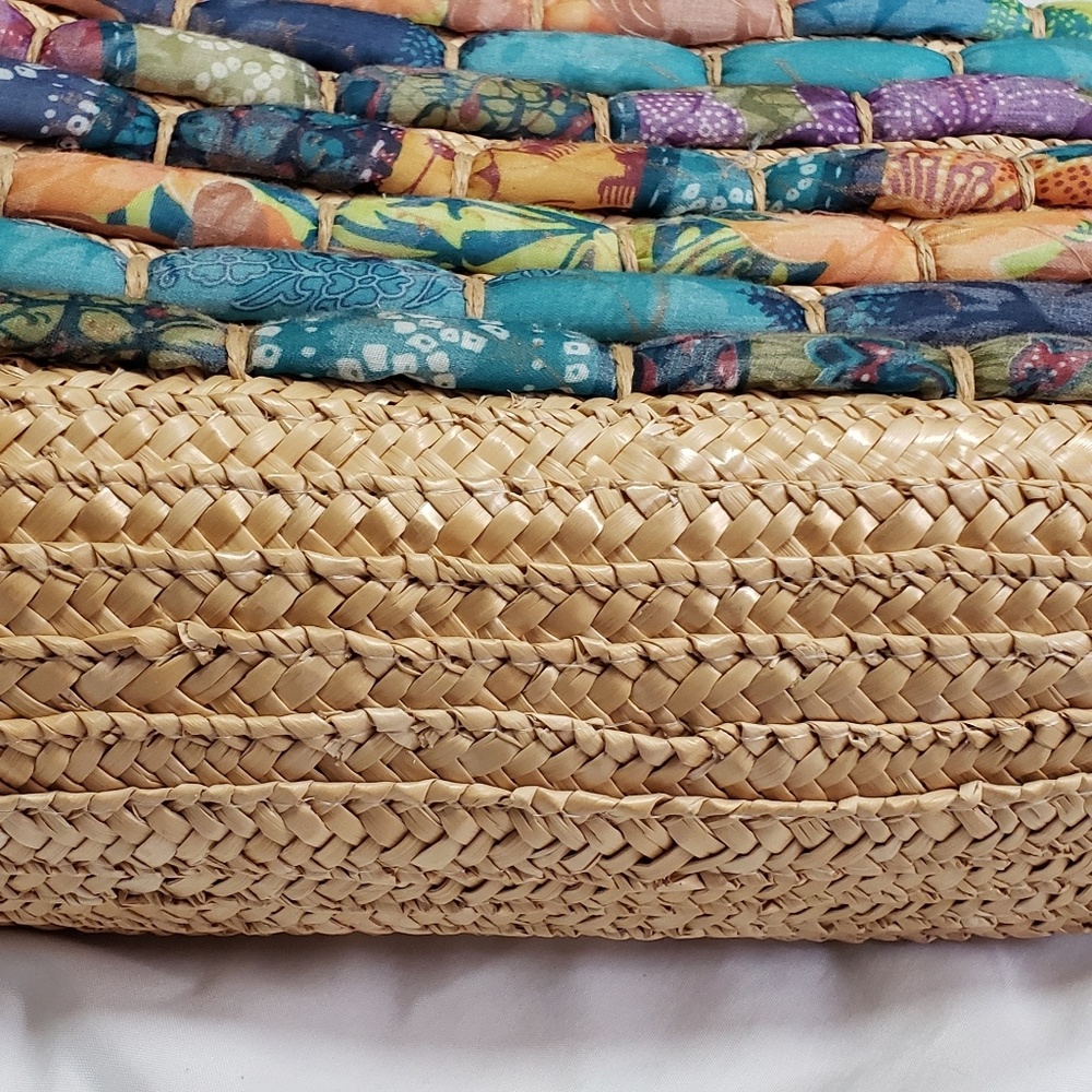 VTG Cappelli Woven Straw Bright Batik Shoulder Bag - Picture 3 of 6